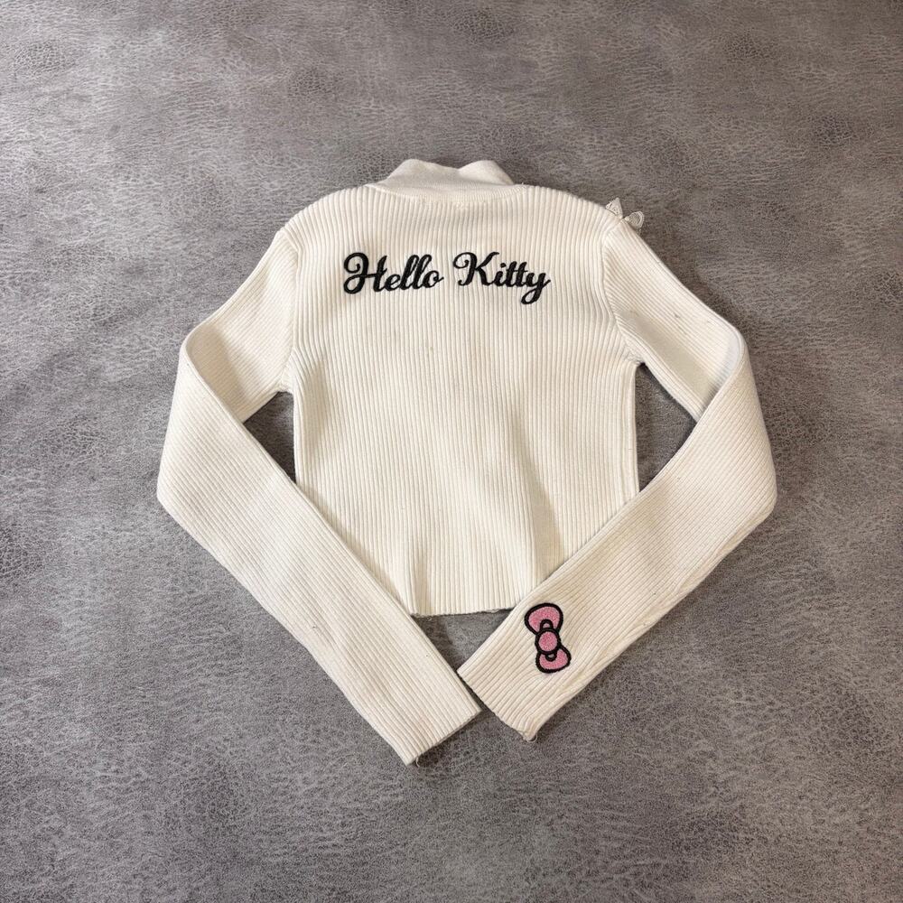 White Hello Kitty Ruffled Zip Up Sweater - Picture 5 of 7